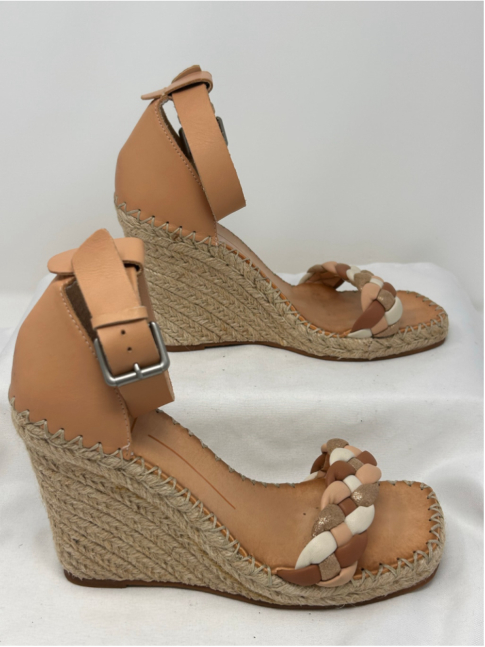 Dolce Vita Braided Espadrille Wedge Sandals Tan Leather Ankle Strap 8 - Picture 4 of 10